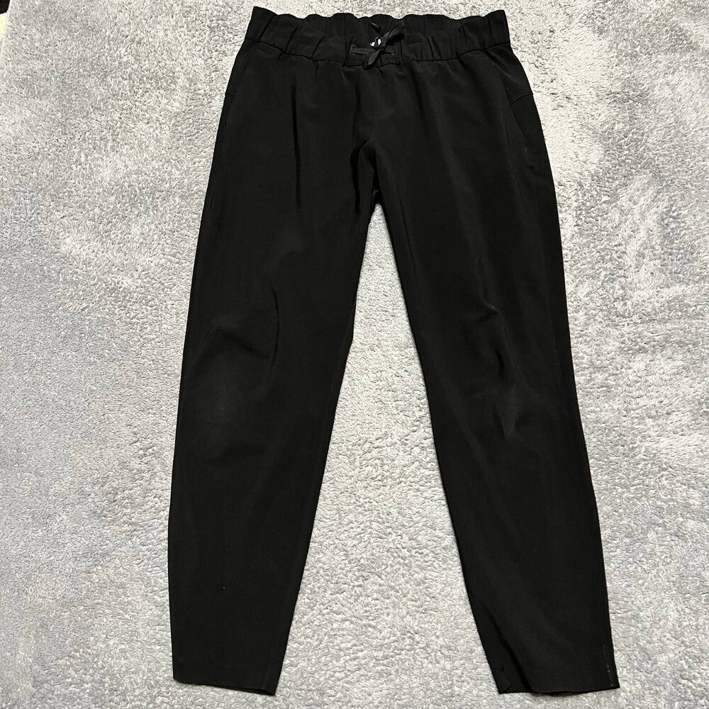 Lululemon On The Fly Pants Womens 8 Woven Black Travel Athleisure W5AHOS